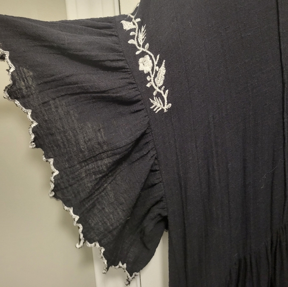 Free People Santiago Dress Boho Black & White Embroidered Size Large - Picture 14 of 16